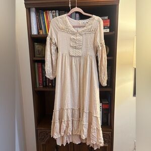 JOYFOLIE MIA JOY Ivory Maxi Dress Lace Appliqué SZ Girls 14